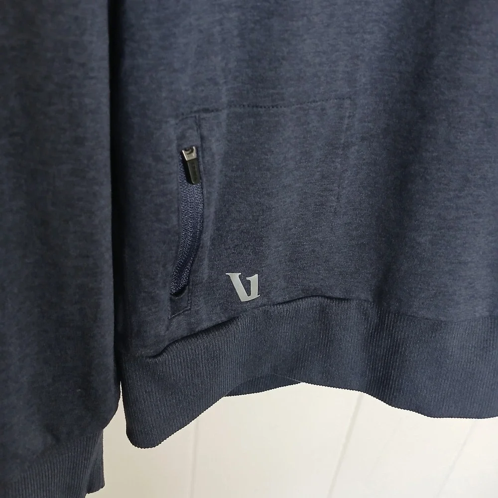 Vuori Ponto Performance Crewneck Men M Navy Blue Zipper Pocket V224 Sweatshirt - Picture 3 of 10